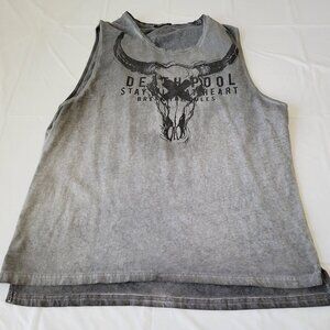 True Prodigy Distressed Gray Tank Top Death Pool Size XXL Break The Rules Skull